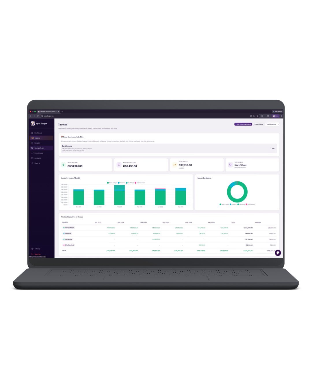 Income tracking and management